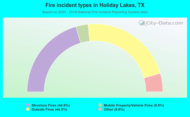 Fire incident types in Holiday Lakes, TX