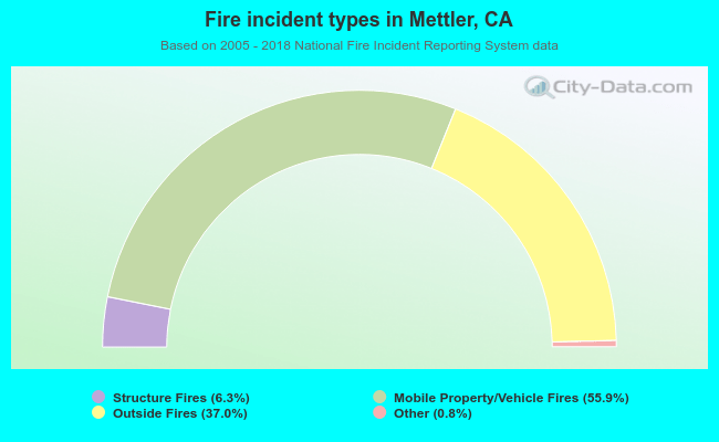Fire incident types in Mettler, CA