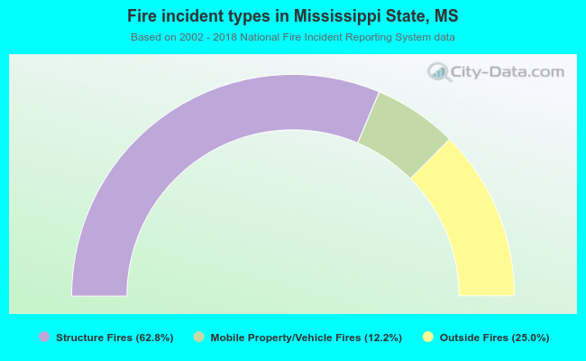 Fire incident types in Mississippi State, MS