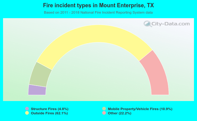 Fire incident types in Mount Enterprise, TX