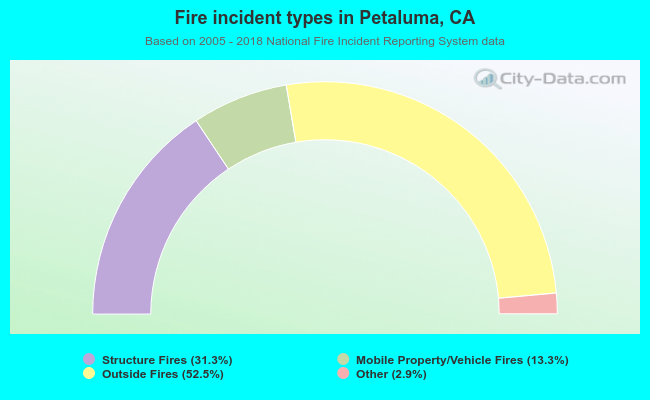 Fire incident types in Petaluma, CA