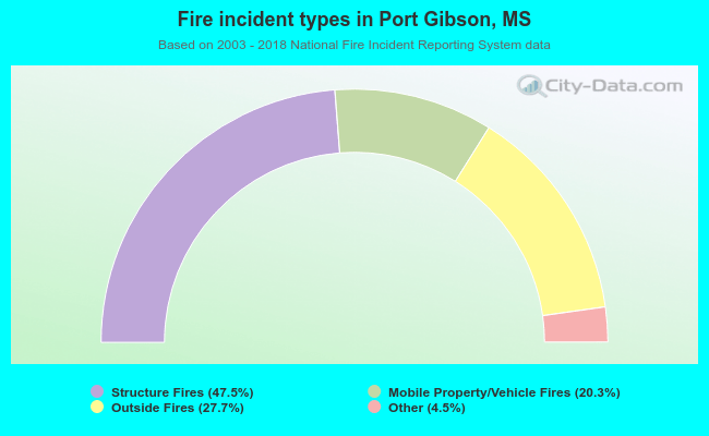 Fire incident types in Port Gibson, MS