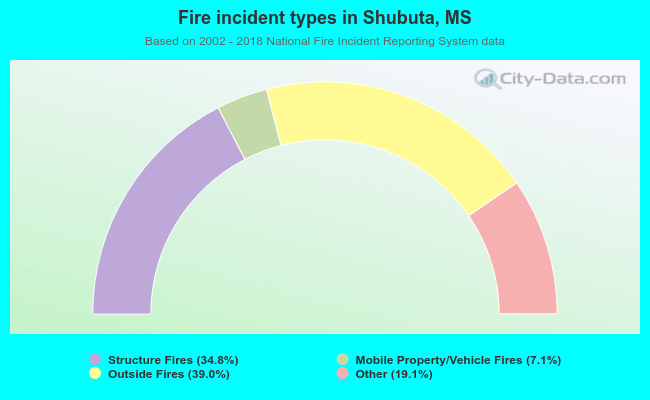Fire incident types in Shubuta, MS