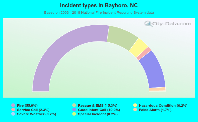 Incident types in Bayboro, NC