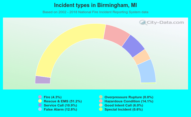 Incident types in Birmingham, MI