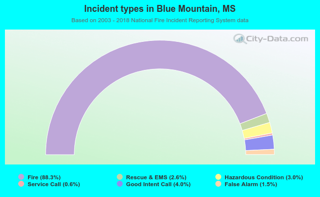 Incident types in Blue Mountain, MS