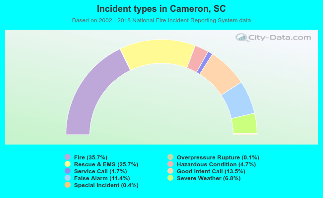 Incident types in Cameron, SC
