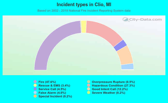 Incident types in Clio, MI