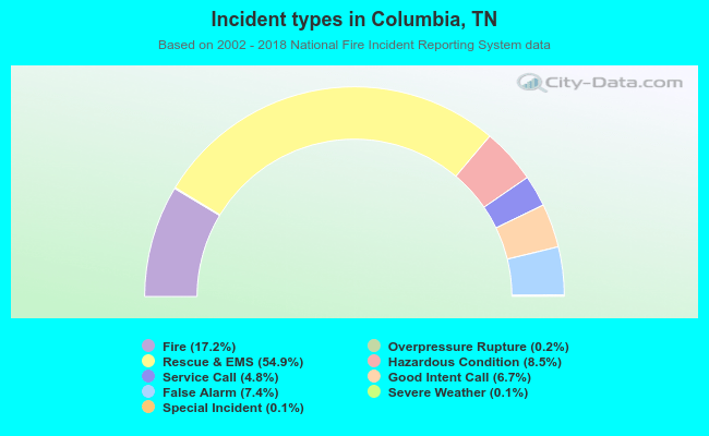 Incident types in Columbia, TN