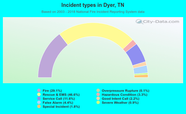 Incident types in Dyer, TN