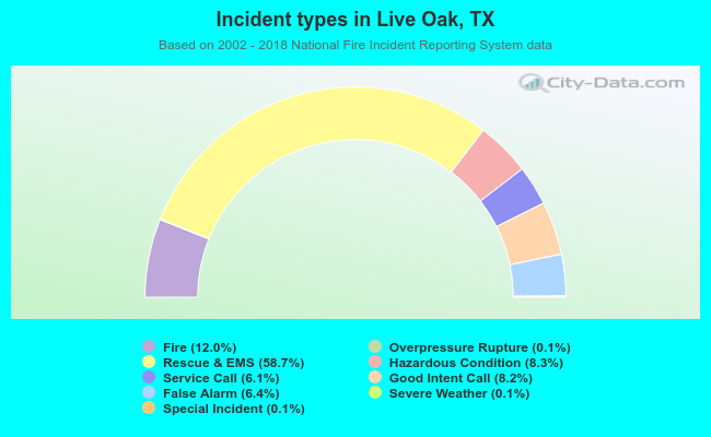 Incident types in Live Oak, TX