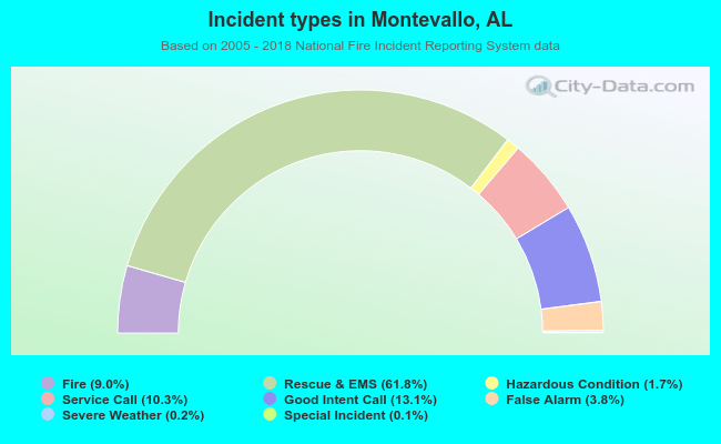 Incident types in Montevallo, AL