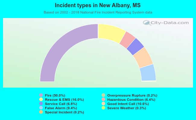 Incident types in New Albany, MS