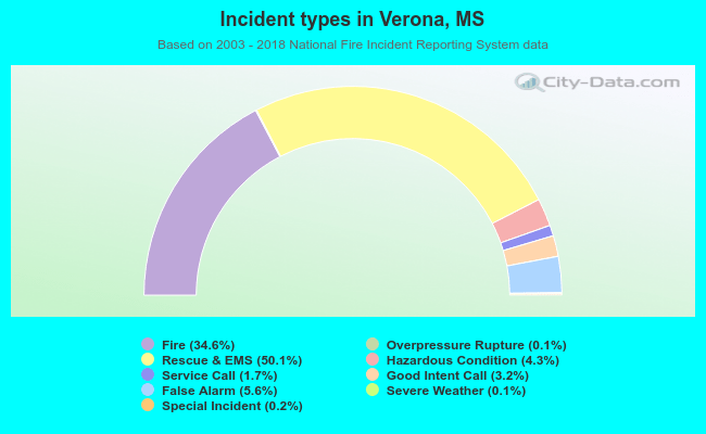 Incident types in Verona, MS
