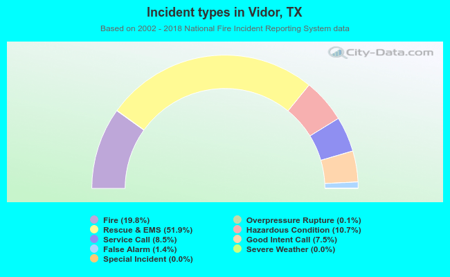 Incident types in Vidor, TX