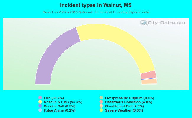 Incident types in Walnut, MS
