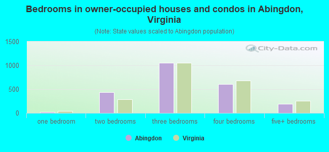 Bedrooms in owner-occupied houses and condos in Abingdon, Virginia