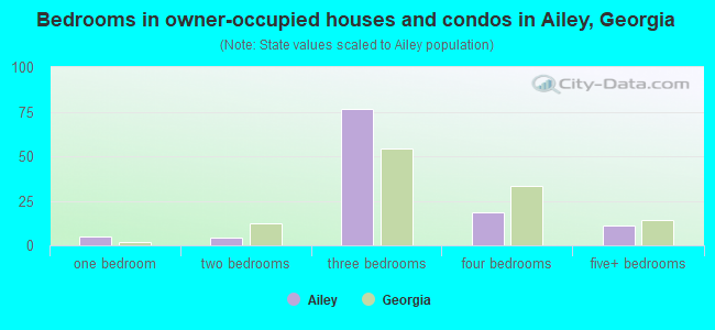 Bedrooms in owner-occupied houses and condos in Ailey, Georgia