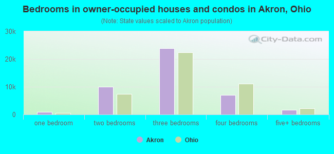 Bedrooms in owner-occupied houses and condos in Akron, Ohio