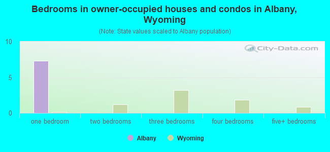 Bedrooms in owner-occupied houses and condos in Albany, Wyoming