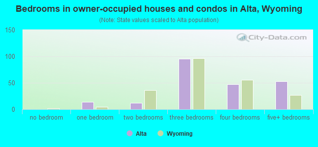 Bedrooms in owner-occupied houses and condos in Alta, Wyoming