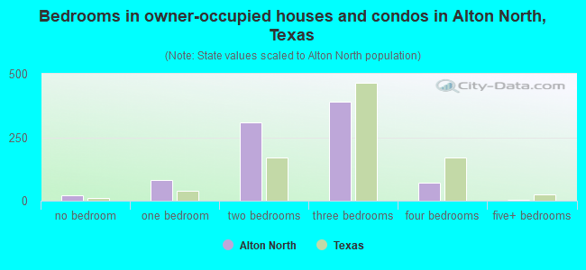 Bedrooms in owner-occupied houses and condos in Alton North, Texas