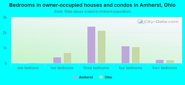Bedrooms in owner-occupied houses and condos in Amherst, Ohio