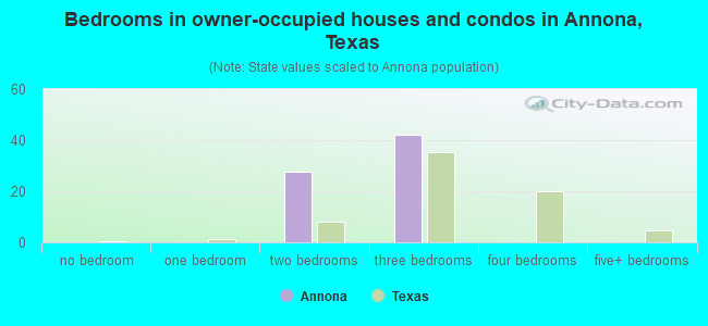 Bedrooms in owner-occupied houses and condos in Annona, Texas