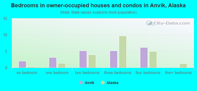 Bedrooms in owner-occupied houses and condos in Anvik, Alaska