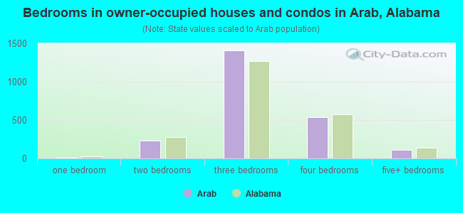 Bedrooms in owner-occupied houses and condos in Arab, Alabama