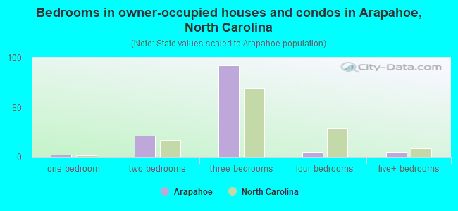 Bedrooms in owner-occupied houses and condos in Arapahoe, North Carolina