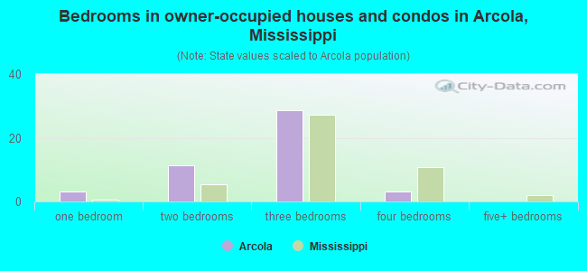 Bedrooms in owner-occupied houses and condos in Arcola, Mississippi