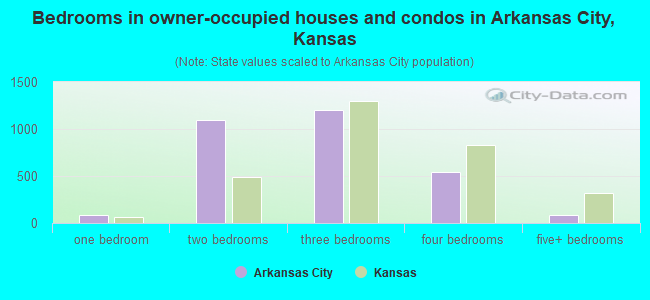 Bedrooms in owner-occupied houses and condos in Arkansas City, Kansas