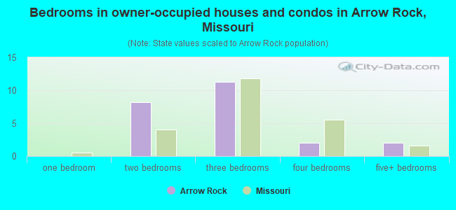 Bedrooms in owner-occupied houses and condos in Arrow Rock, Missouri
