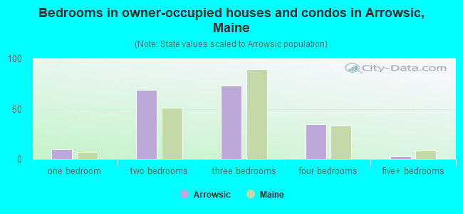 Bedrooms in owner-occupied houses and condos in Arrowsic, Maine