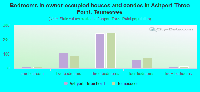 Bedrooms in owner-occupied houses and condos in Ashport-Three Point, Tennessee