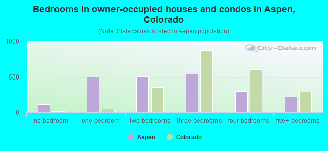 Bedrooms in owner-occupied houses and condos in Aspen, Colorado