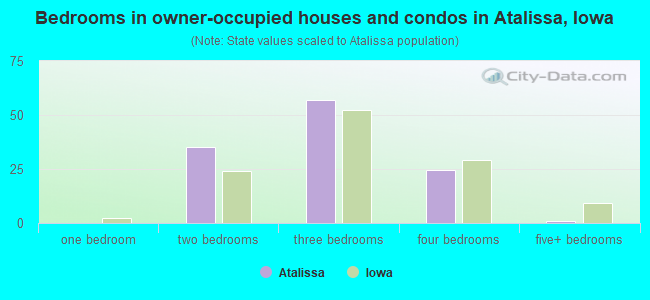 Bedrooms in owner-occupied houses and condos in Atalissa, Iowa
