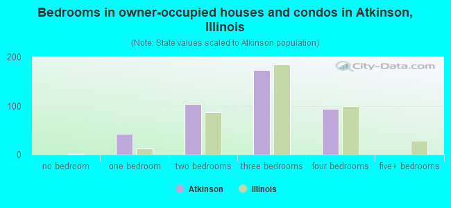 Bedrooms in owner-occupied houses and condos in Atkinson, Illinois