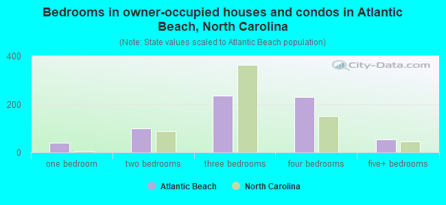 Bedrooms in owner-occupied houses and condos in Atlantic Beach, North Carolina
