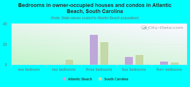 Bedrooms in owner-occupied houses and condos in Atlantic Beach, South Carolina
