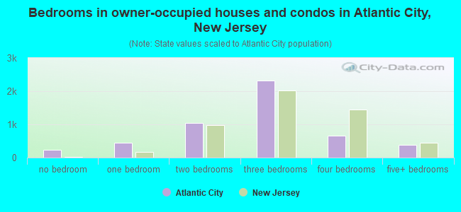 Bedrooms in owner-occupied houses and condos in Atlantic City, New Jersey