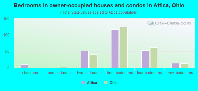 Bedrooms in owner-occupied houses and condos in Attica, Ohio