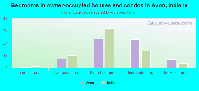 Bedrooms in owner-occupied houses and condos in Avon, Indiana
