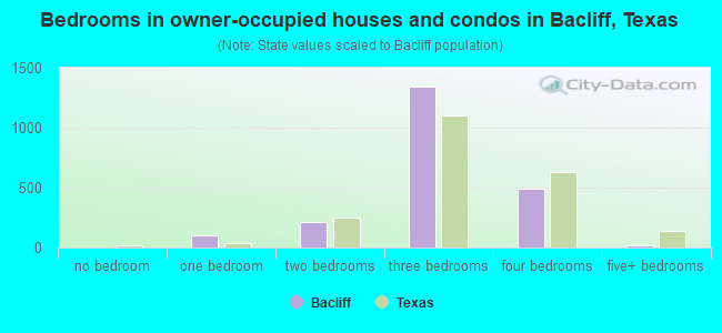 Bedrooms in owner-occupied houses and condos in Bacliff, Texas