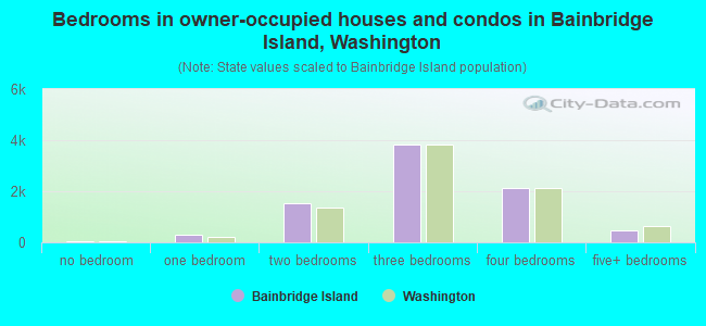Bedrooms in owner-occupied houses and condos in Bainbridge Island, Washington