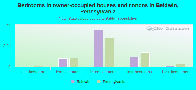 Bedrooms in owner-occupied houses and condos in Baldwin, Pennsylvania