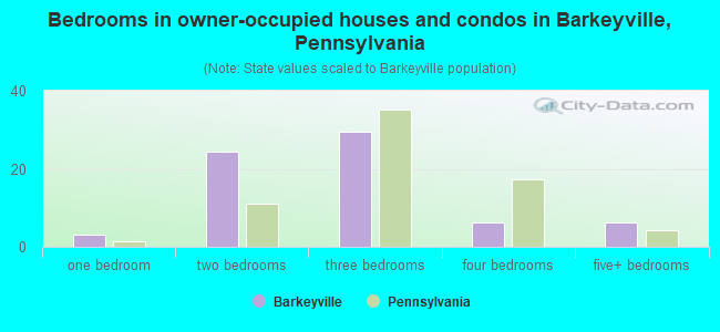 Bedrooms in owner-occupied houses and condos in Barkeyville, Pennsylvania