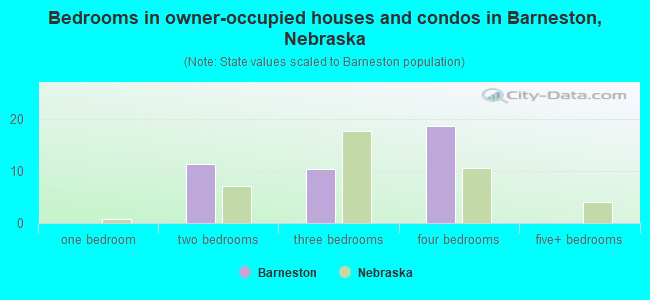 Bedrooms in owner-occupied houses and condos in Barneston, Nebraska