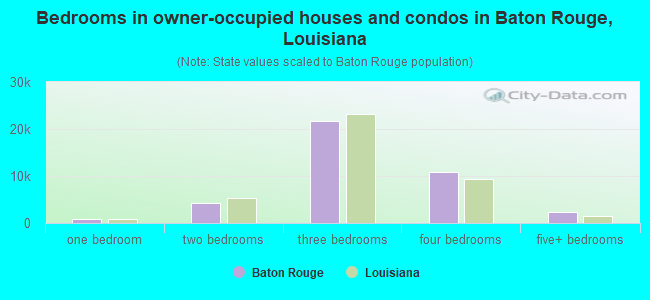 Bedrooms in owner-occupied houses and condos in Baton Rouge, Louisiana
